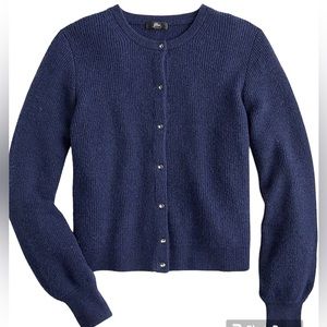 J. Crew Ribbed cardigan with jeweled buttons in Supersoft yarn size L navy blue
